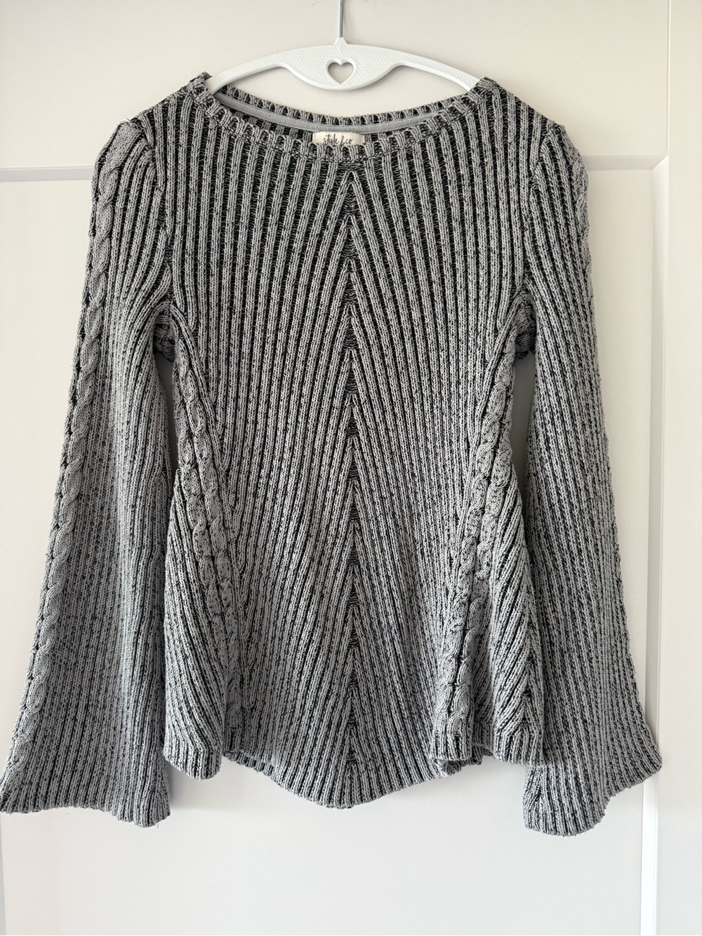 Style & Co. Gray Ribbed Cable Knit Sweater Top